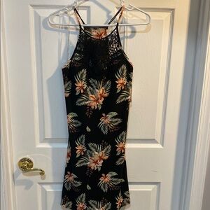 SO high neck crochet dress small tropical